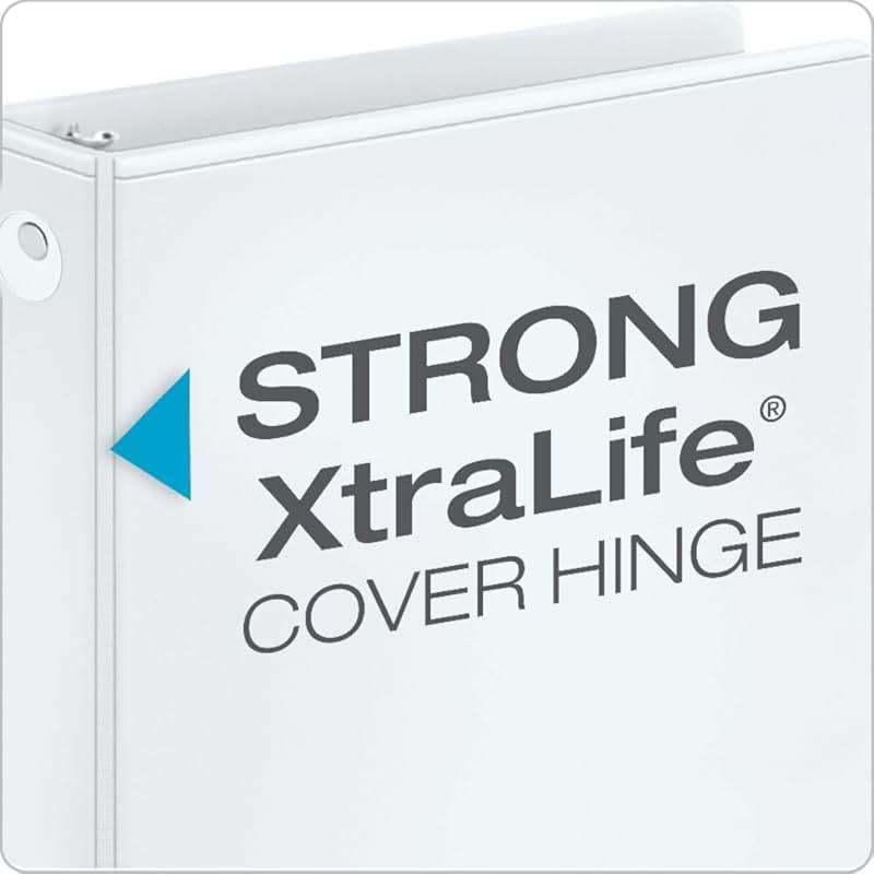 Cardinal 1 Inch 3 Ring Binders, White, 12 Pack, Round Ring Binder, Holds 225 Sheets, PVC Free, Customizable Covers, 2 Pocket View Binders for Office and School Organization - Image 3