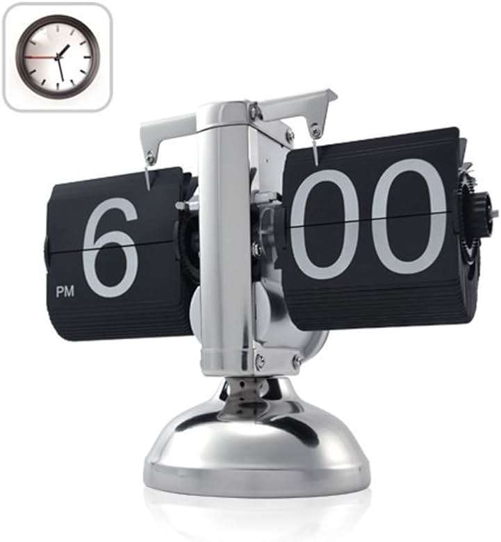 WoneNice Desk Clock, Retro Digital Flip Down Clock - Battery Operated with Internal Gear Mechanism for Office, Bedroom, Kitchen, School, Hotel, and Café Décor - Black - Image 3