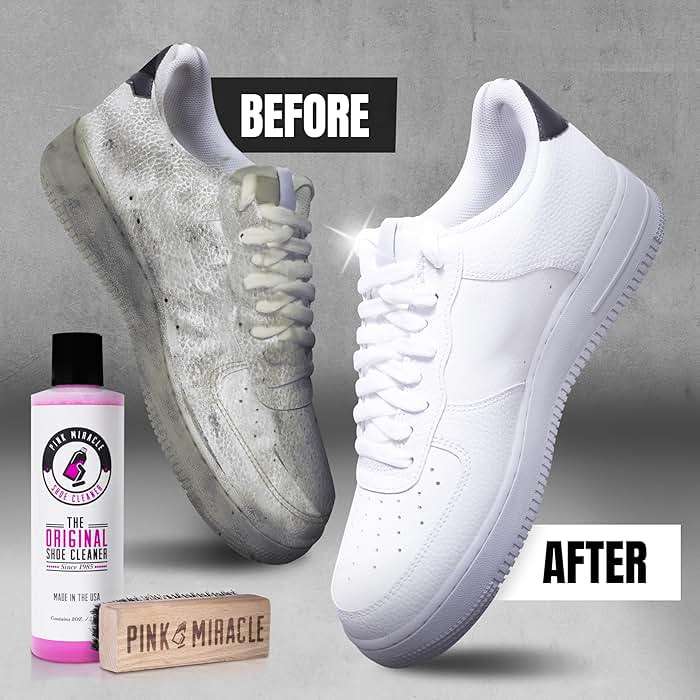 Pink Miracle Shoe Cleaner Kit with Bottle and Brush For Fabric Cleaner For Leather, Whites, Suede and Nubuck Sneakers - Image 2