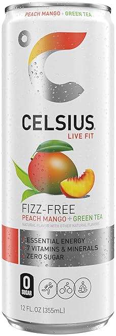 CELSIUS Fizz Free Peach Mango Green Tea, Sugar Free Energy Drink, 12 Fl Oz (Pack of 12) - Image 5