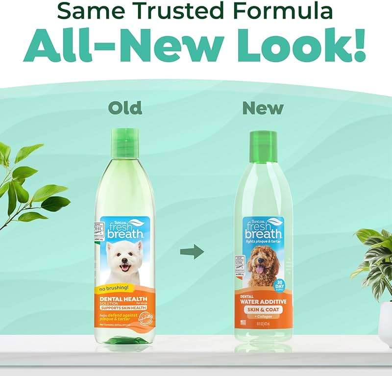 TropiClean Fresh Breath Water Additive for Dogs with Collagen, Skin Health Support for Dogs, Breath Freshener and Teeth Cleaning Solution, 16oz. - Image 3