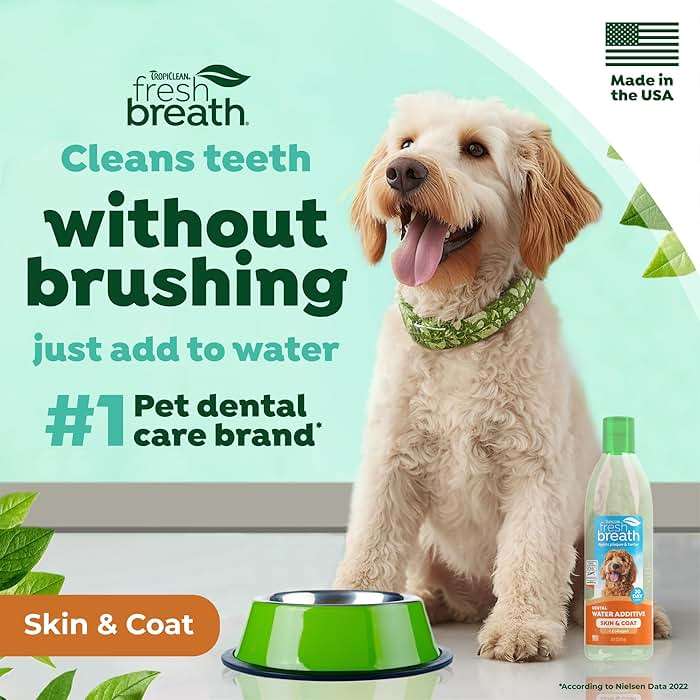 TropiClean Fresh Breath Water Additive for Dogs with Collagen, Skin Health Support for Dogs, Breath Freshener and Teeth Cleaning Solution, 16oz. - Image 4