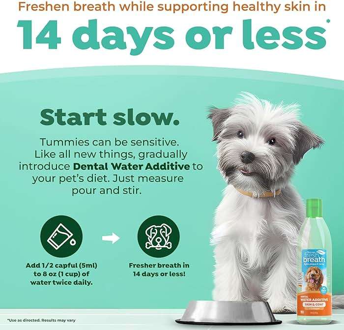 TropiClean Fresh Breath Water Additive for Dogs with Collagen, Skin Health Support for Dogs, Breath Freshener and Teeth Cleaning Solution, 16oz. - Image 5