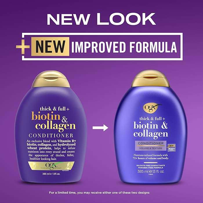 OGX Thick & Full + Biotin & Collagen Volumizing Conditioner, Nutrient-Infused Conditioner with Vitamin B7 Biotin Gives Hair Volume & Body for 72+ Hours, Sulfate-Free Surfactants, 13 fl. Oz - Image 2