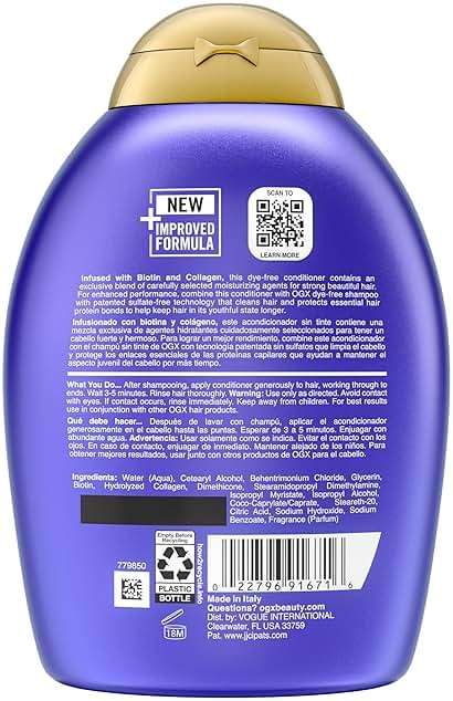 OGX Thick & Full + Biotin & Collagen Volumizing Conditioner, Nutrient-Infused Conditioner with Vitamin B7 Biotin Gives Hair Volume & Body for 72+ Hours, Sulfate-Free Surfactants, 13 fl. Oz - Image 9