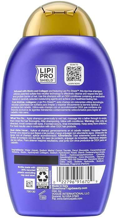 OGX Thick & Full + Biotin & Collagen Volumizing Shampoo, Nutrient-Infused Hair Shampoo with Vitamin B7 Biotin Gives Hair Volume & Body for 72+ Hours, Sulfate-Free Surfactants, 13 fl. oz - Image 8
