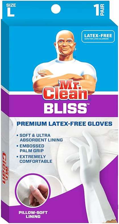 Mr. Clean Bliss Cleaning Gloves Premium Reusable Vinyl Latex-Free Gloves with Non-Slip Grip, Large - Image 3