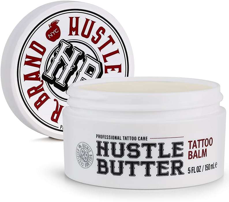 Hustle Butter Tattoo Aftercare 5oz Tattoo Balm, Heals + Protects New Tattoos and Rejuvenates Older Tattoos - 100% Vegan Cream No-Petroleum - Image 1