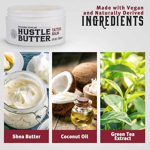 Hustle Butter Tattoo Aftercare 5oz Tattoo Balm, Heals + Protects New Tattoos and Rejuvenates Older Tattoos - 100% Vegan Cream No-Petroleum - Image 4