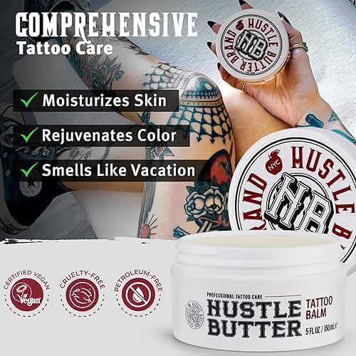 Hustle Butter Tattoo Aftercare 5oz Tattoo Balm, Heals + Protects New Tattoos and Rejuvenates Older Tattoos - 100% Vegan Cream No-Petroleum - Image 5
