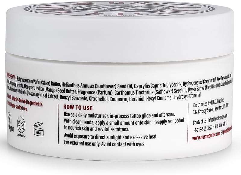 Hustle Butter Tattoo Aftercare 5oz Tattoo Balm, Heals + Protects New Tattoos and Rejuvenates Older Tattoos - 100% Vegan Cream No-Petroleum - Image 10