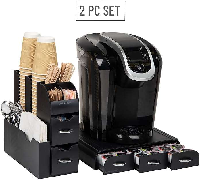 Mind Reader Single Serve Coffee Pod Drawer and Cup Condiment Set, 2 Pcs., 36 Pod Capacity, 5.35"L x 11.25"W x 11.15"H, Black - Image 7
