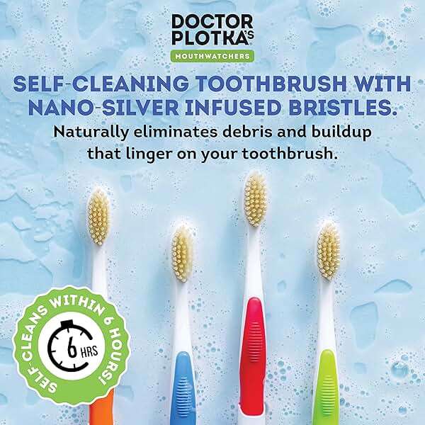MOUTHWATCHERS Soft Flossing Toothbrushes for Adults, Value 6 Pack, Ultra Clean Manual Toothbrush Set for Sensitive Teeth & Gums, by Dr. Plotka, Assorted Colors - Image 4