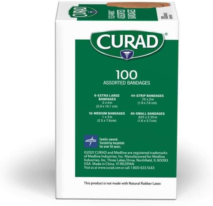 CURAD Flex-Fabric Adhesive Bandages, Assorted Sizes, Durable and Flexible Protection, 100 Count (Pack of 6) - Image 2