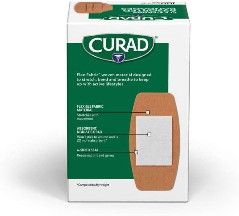 CURAD Flex-Fabric Adhesive Bandages, Assorted Sizes, Durable and Flexible Protection, 100 Count (Pack of 6) - Image 4