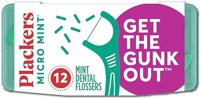 Plackers® Micro Line® Floss Picks - Intense Mint, Floss Fiber Made Without PTFE, 12 Count - Image 1