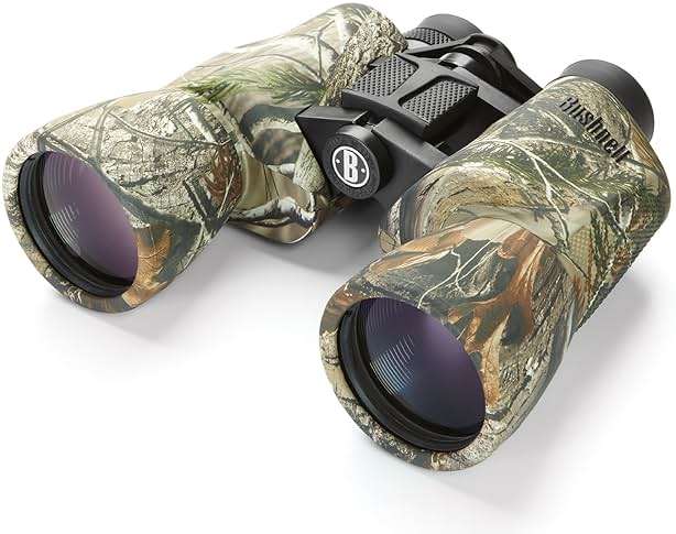 Bushnell PowerView 10x50mm Porro Prism Instafocus Binoculars – Realtree AP Camo, Ideal for Hunting, Birding, Hiking & Outdoor Adventures - Image 1