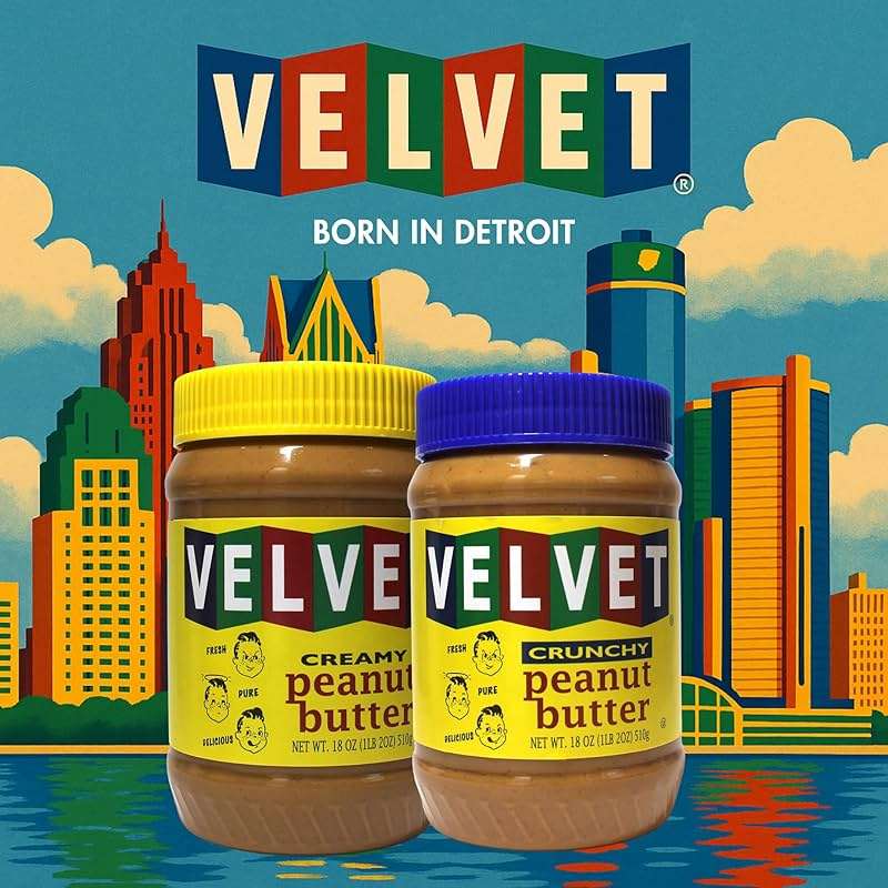 Velvet Peanut Butter, Creamy – Detroit’s Classic Since 1937, Smooth & Nostalgic Spread with “Fresh, Pure, Delicious” Label, Made in the USA, Gluten-Free, Perfect for Sandwiches, Baking & Snacking (18 Ounce Jar) - Image 6
