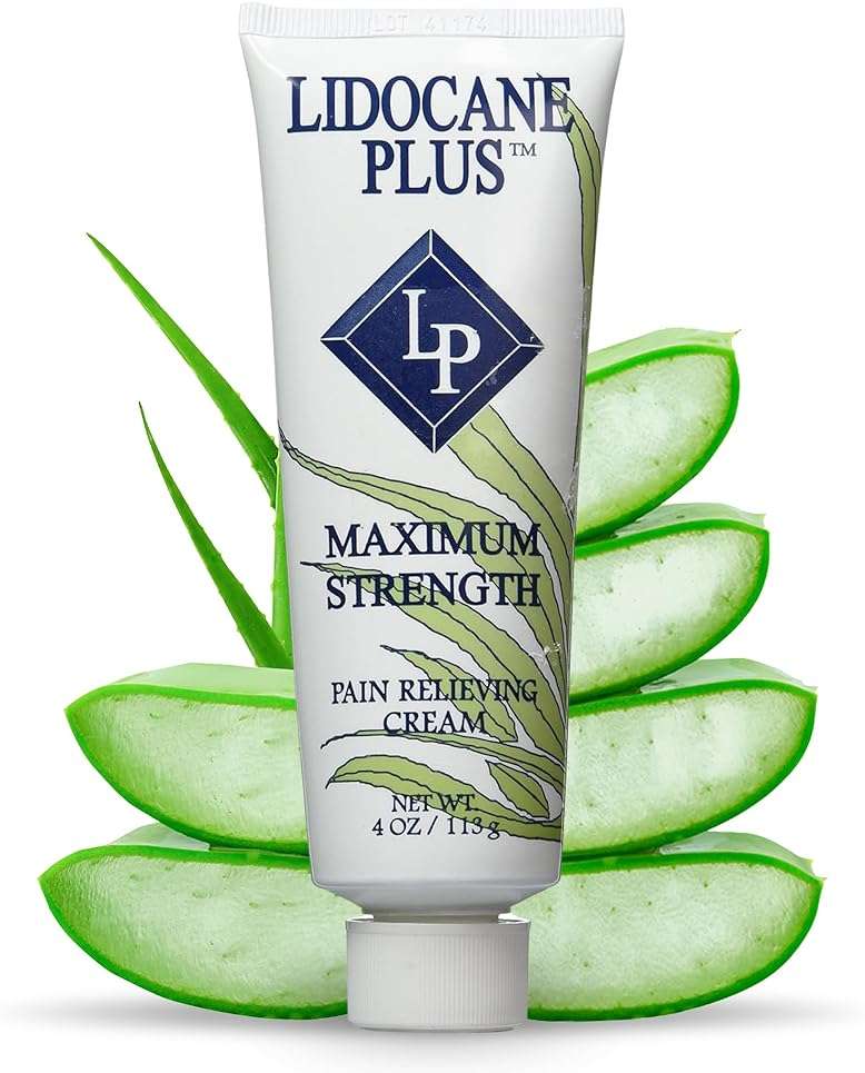 Lidocaine Plus 4% Lidocaine Cream Maximum Strength Pain & Itch Relief - Non-Greasy Formula Numbing Cream - Fast Acting Topical Pain Reliever, Soothing Topical Analgesic Aloe Vera Scent - 4 oz - Image 1