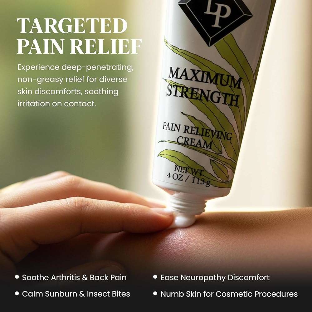 Lidocaine Plus 4% Lidocaine Cream Maximum Strength Pain & Itch Relief - Non-Greasy Formula Numbing Cream - Fast Acting Topical Pain Reliever, Soothing Topical Analgesic Aloe Vera Scent - 4 oz - Image 7