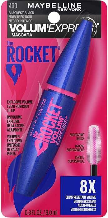 Maybelline Volum' Express The Rocket Volumizing Washable Mascara, Blackest Black, 1 Count - Image 2