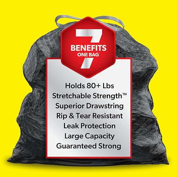 Glad Large 30 Gallon Trash Bags, Unscented Heavy Duty Garbage Bags, Forceflex with Drawstring, 50 Count (Packaging May Vary) - Image 2