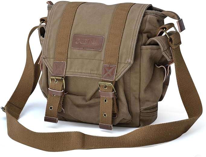 GOOTIUM Canvas Messenger Bag - Small Vintage Shoulder Purse Crossbody Satchel - Image 3