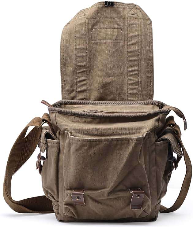 GOOTIUM Canvas Messenger Bag - Small Vintage Shoulder Purse Crossbody Satchel - Image 4