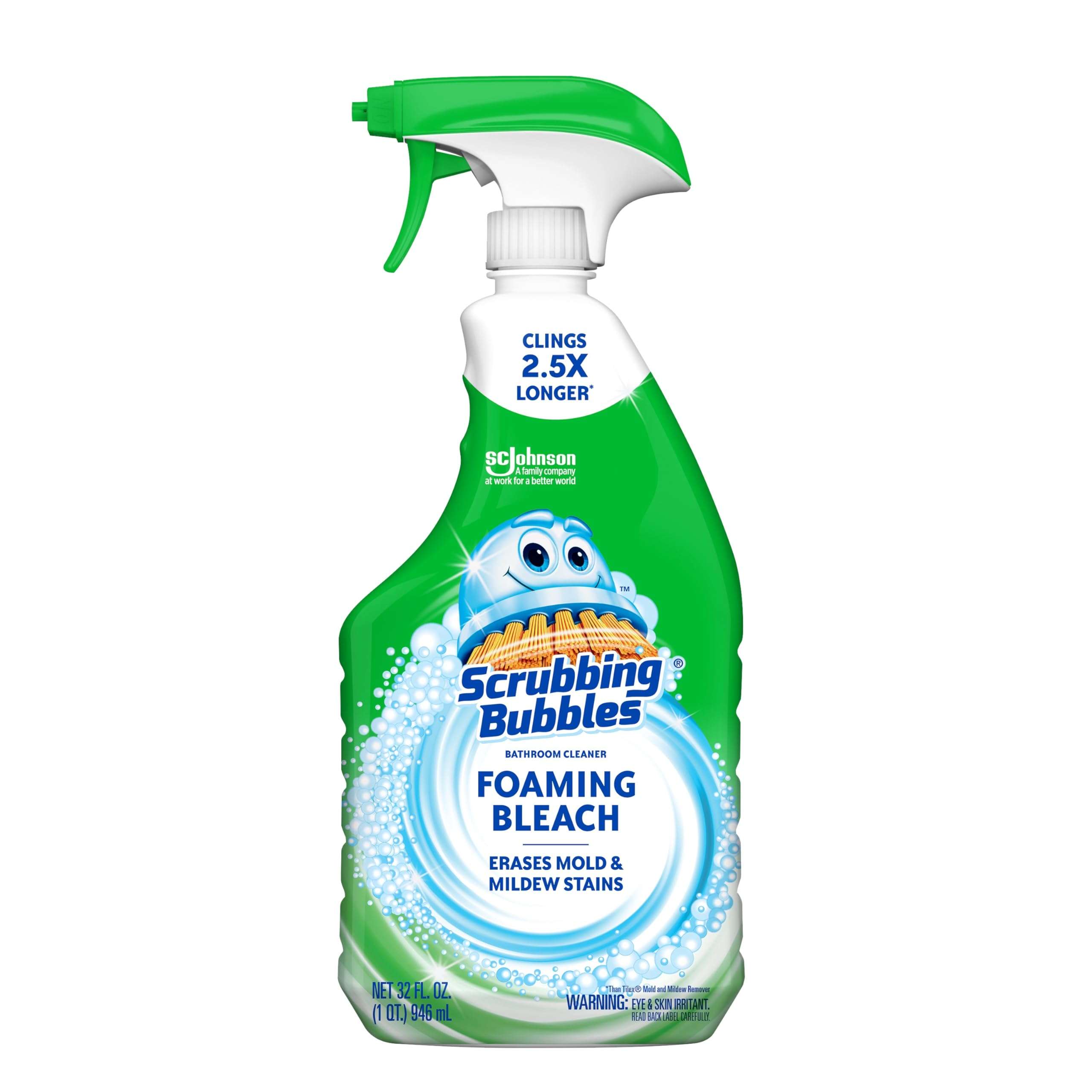 Scrubbing Bubbles Foaming Bleach Bathroom and Shower Cleaner Disinfectant Spray, Helps Erase Mold & Mildew, 32oz - Image 1