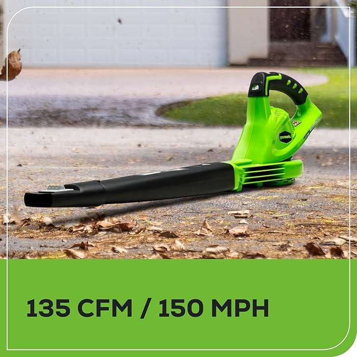 Greenworks 40V Leaf Blower/Sweeper, 150 MPH / 135 CFM, Lightweight, Quiet, with 2.0 Ah Battery and Charger, Perfect for Residential Lawn Care, Leaf Blowing Debris, Dust, Light Snow, and More - Image 5