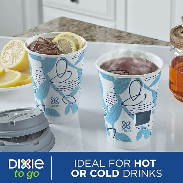 Dixie To Go Paper Coffee Cups With Lids, 12 oz, 14 ct, Disposable Insulated Paper Cups for On-The-Go Hot or Cold Beverages | Medium - Image 8