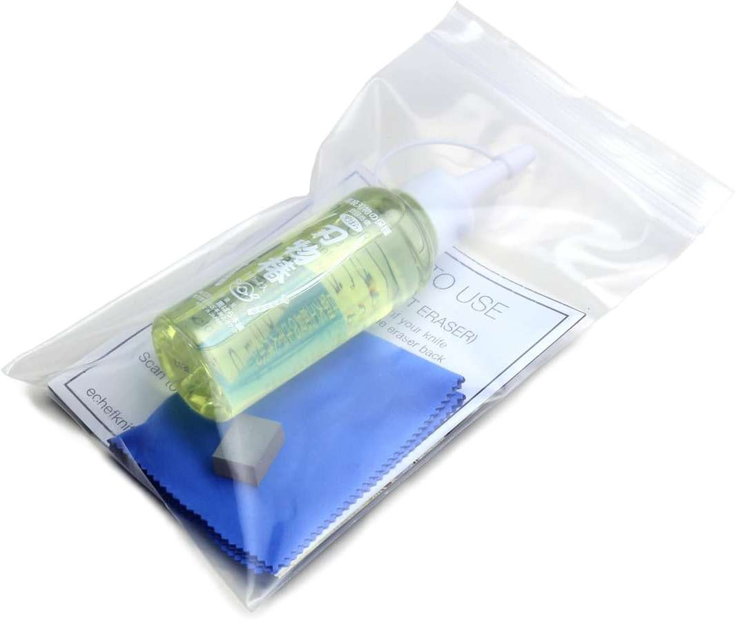 Yoshihiro 100% Pure Tsubaki Japanese Knife Maintenance Oil 3.4oz(100ml) with Complimentary Sabitori Rust Eraser and Microfiber Cloth - Image 2