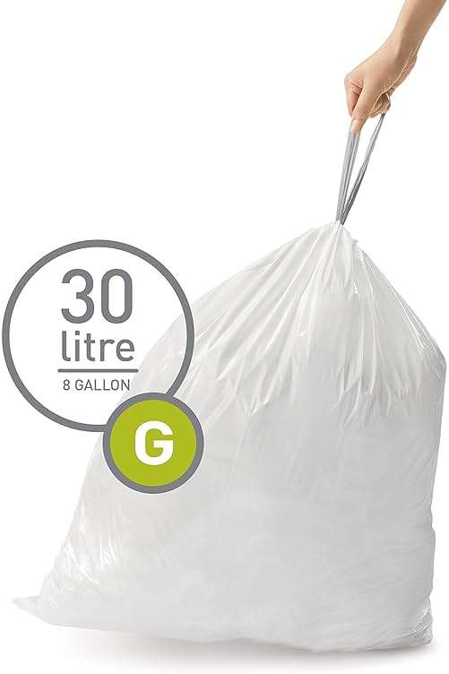 simplehuman Code J Custom Fit Drawstring Trash Bags, 100 Count, 30-45 Liter / 8-12 Gallon, White - Image 4