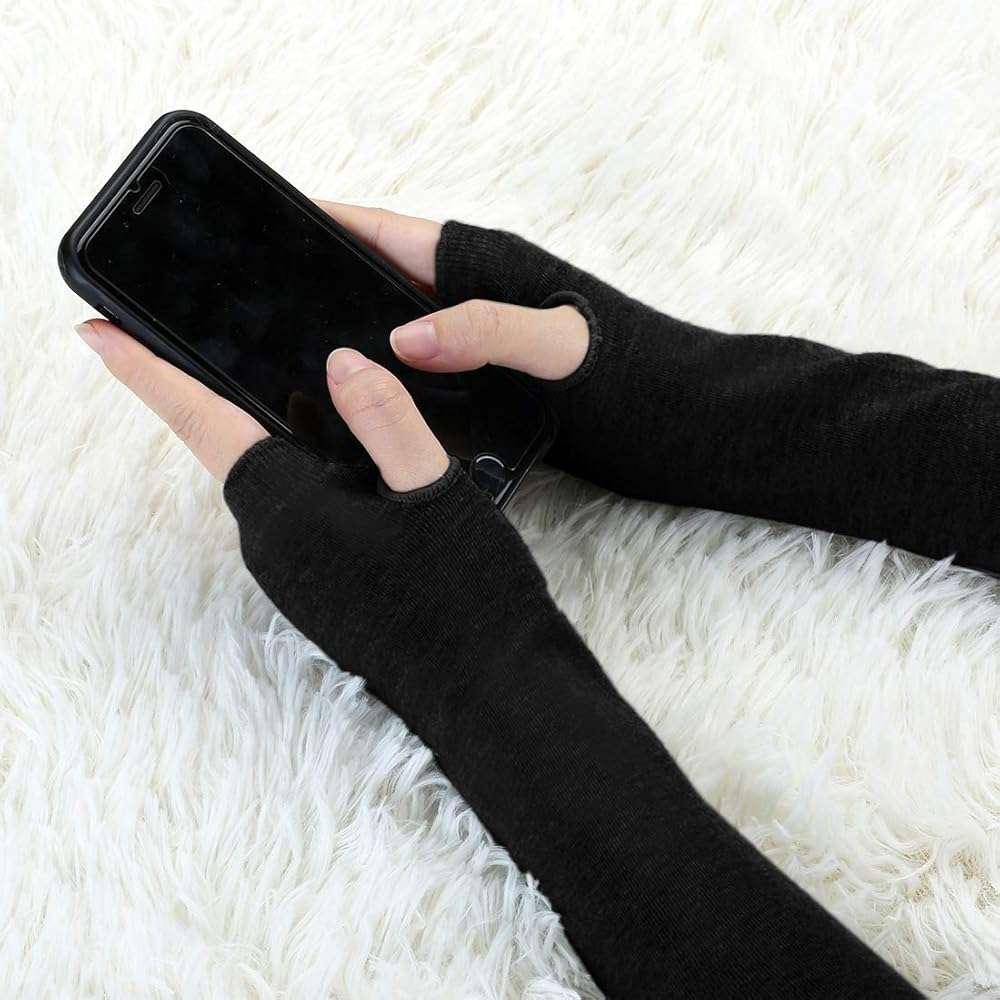 Allegra K Unisex Classic Fashion Stretch Fingerless Arm Warmers Oversleeve - Image 4