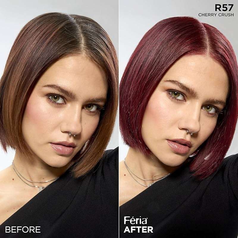 L'Oreal Paris Feria Multi-Faceted Shimmering Permanent Hair Color, R57 Cherry Crush (Intense Medium Auburn), Pack of 1 Hair Dye Kit - Image 4
