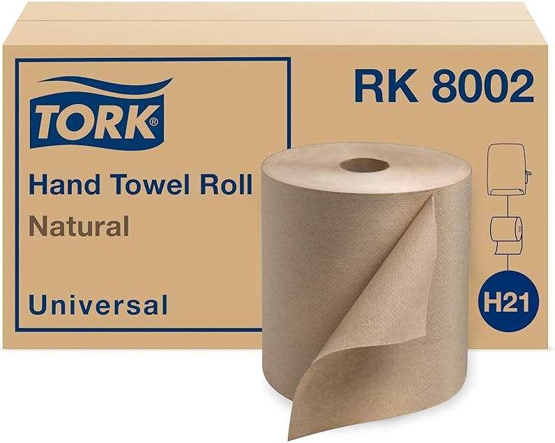 Tork Natural Paper Hand Towel Roll H21 100% Recycled Fiber, Universal Fit 6 Rolls x 800 Ft (RK8002) - Image 1