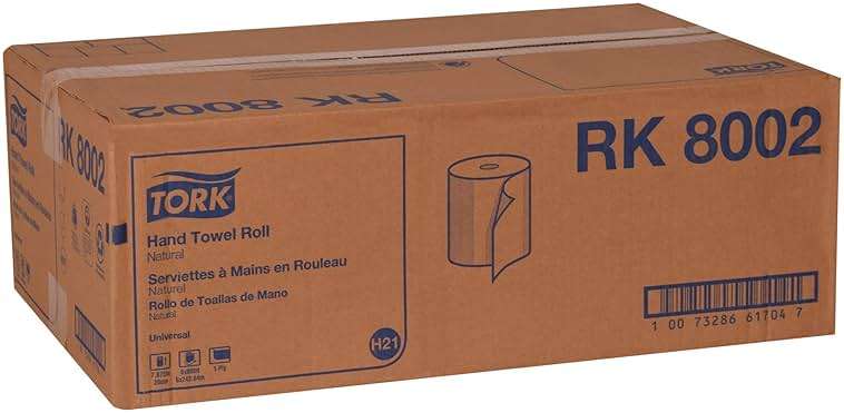 Tork Natural Paper Hand Towel Roll H21 100% Recycled Fiber, Universal Fit 6 Rolls x 800 Ft (RK8002) - Image 6