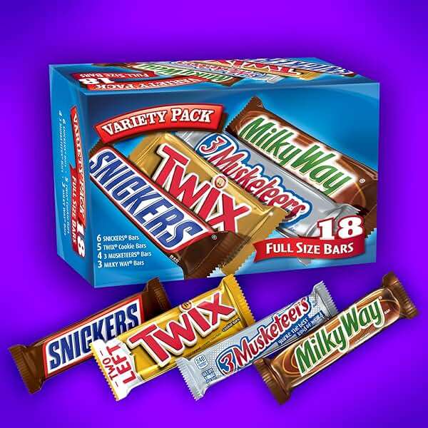 SNICKERS, TWIX, MILKY WAY & 3 MUSKETEERS Individually Wrapped Variety Pack Full Size Milk Chocolate Candy Bars Bulk Assortment, 33.31 oz, 18 Bars - Image 4