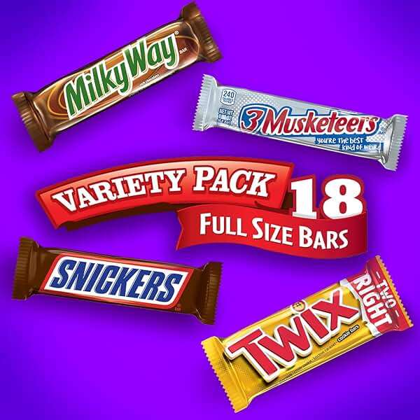 SNICKERS, TWIX, MILKY WAY & 3 MUSKETEERS Individually Wrapped Variety Pack Full Size Milk Chocolate Candy Bars Bulk Assortment, 33.31 oz, 18 Bars - Image 5