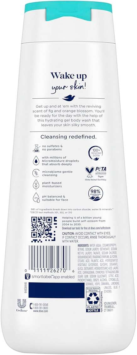 Dove Go Fresh Body Wash 100% Gentle Cleansers, Sulfate Free Blue Fig and Orange Blossom Effectively Washes Away Bacteria While Nourishing Your Skin 22 oz - Image 2