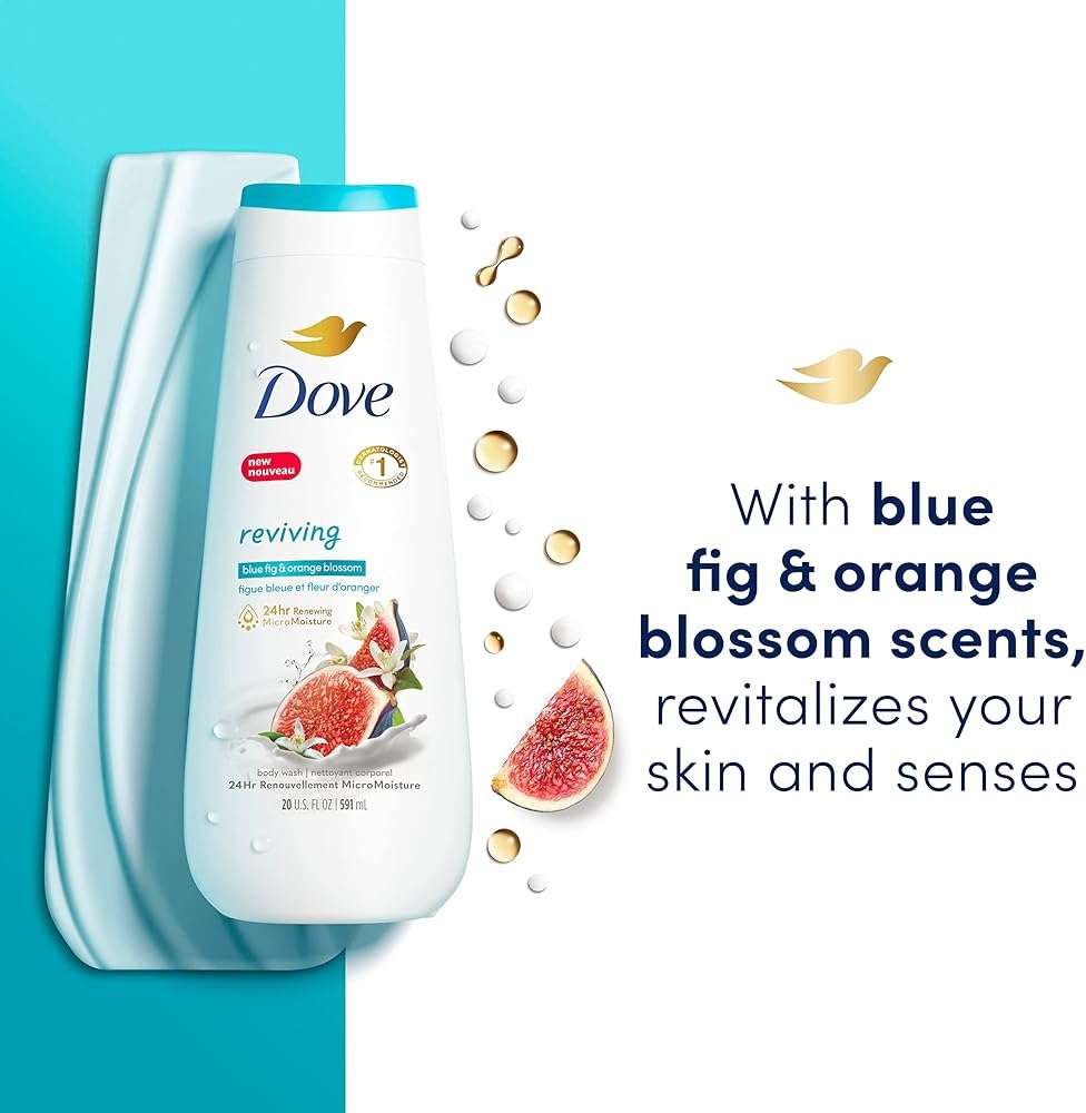 Dove Go Fresh Body Wash 100% Gentle Cleansers, Sulfate Free Blue Fig and Orange Blossom Effectively Washes Away Bacteria While Nourishing Your Skin 22 oz - Image 4