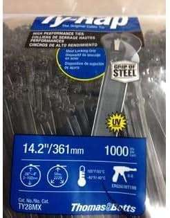 MS3367-2-0 Black Ultraviolet Resistant 14" Cable Tie TY28MX (1000 Per Bag) - Image 2