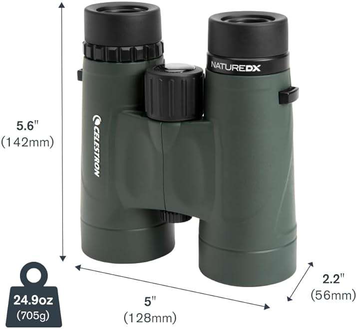 Celestron - Nature DX 8x42 Binoculars – Ideal for Birding and Outdoors – 42mm Objective Lenses – Wide 7.4° Field of View – BaK-4 Prisms – Fully Multi-Coated – Waterproof and Fogproof - Image 9