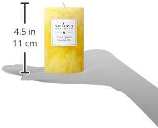 Aroma Naturals Essential Oil Orange and Lemongrass Scented Pillar Candle, Ambiance, 2.5 inch x 4 inch, Yellow - Image 2