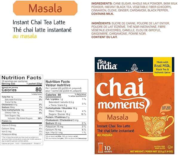 Tea India Chai Moments Masala Chai Instant Latte Powder, 10 Packets | Creamy chai latte, milk powder added | Real black tea + bold spice blend | Just add hot water | 10 on-the-go packets - Image 3