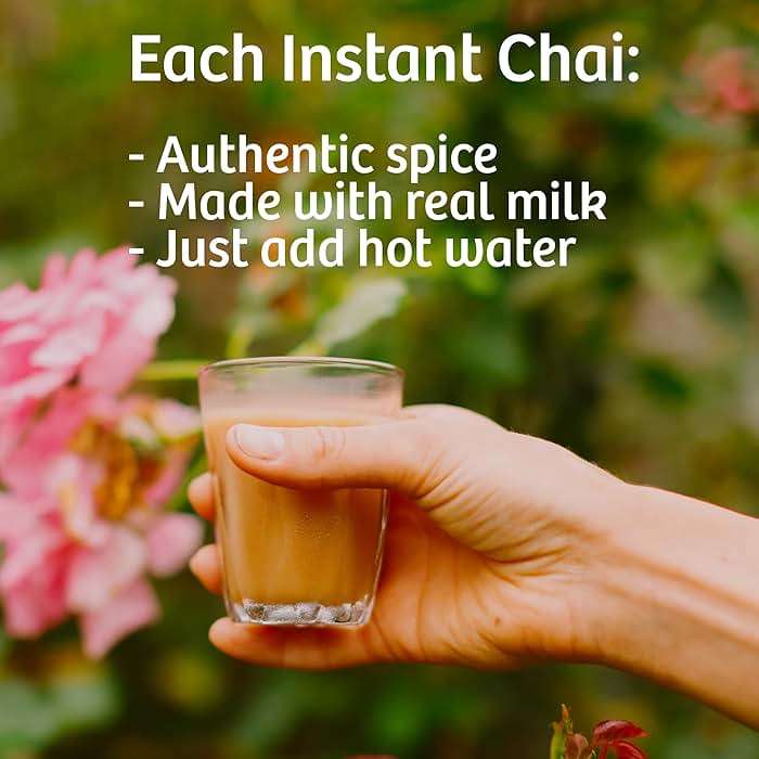 Tea India Chai Moments Masala Chai Instant Latte Powder, 10 Packets | Creamy chai latte, milk powder added | Real black tea + bold spice blend | Just add hot water | 10 on-the-go packets - Image 4