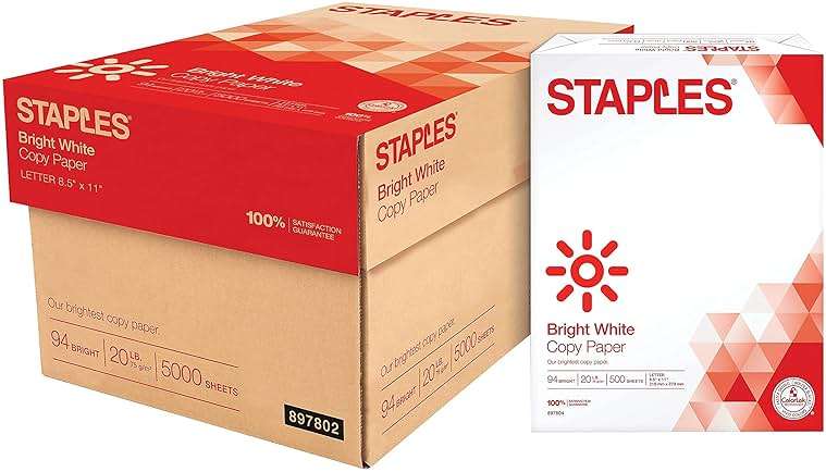 Staples Multipurpose Copy Printer Paper, 20 lb, 8.5 x 11 Inches, 10 Reams, 94 Bright, White - Image 2
