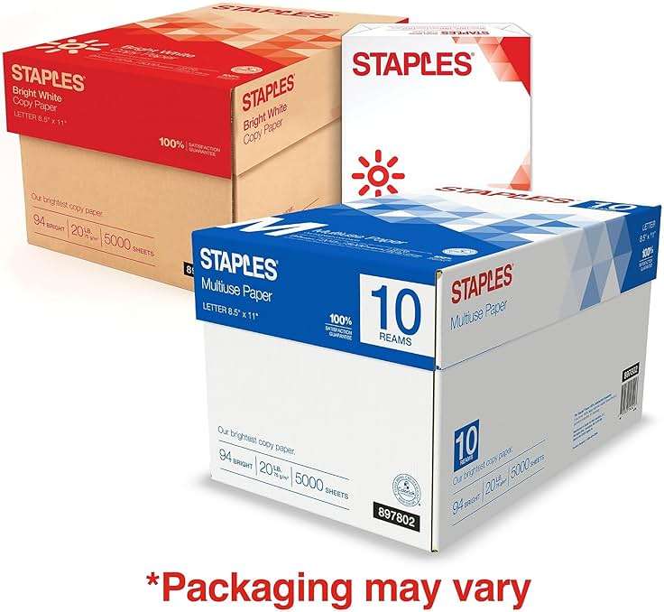Staples Multipurpose Copy Printer Paper, 20 lb, 8.5 x 11 Inches, 10 Reams, 94 Bright, White - Image 4