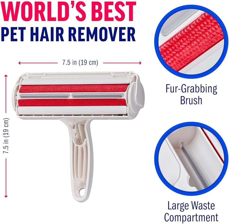 ChomChom Roller Pet Hair Remover – Original Size Reusable Lint Roller for Cat & Dog Hair on Furniture, Couch, Carpet, Car, Rugs & Bedding – Portable, Eco-Friendly (White) - Image 2