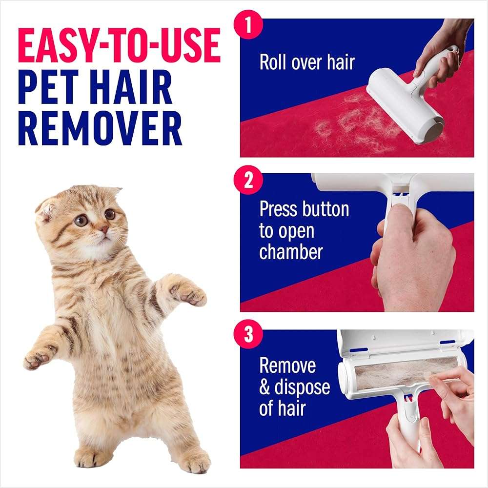 ChomChom Roller Pet Hair Remover – Original Size Reusable Lint Roller for Cat & Dog Hair on Furniture, Couch, Carpet, Car, Rugs & Bedding – Portable, Eco-Friendly (White) - Image 4